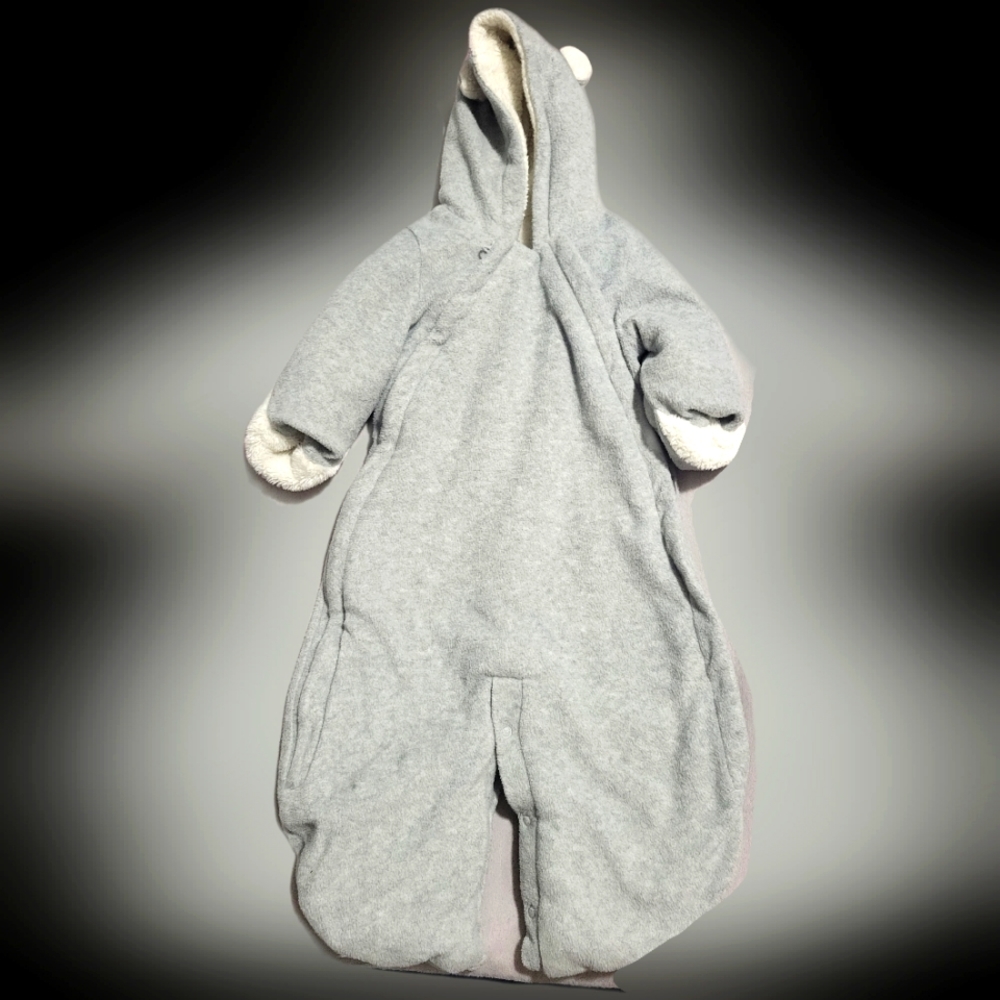 Baby Gap Snow Suit Light Grey Sherpa Lined White